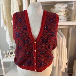 Liz Sport women's sz.. Large festive sweater vest. Office party, Christmas #1844